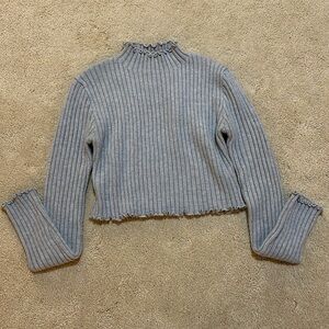 Sadie & Sage cropped mock neck sweater, grey, size S
